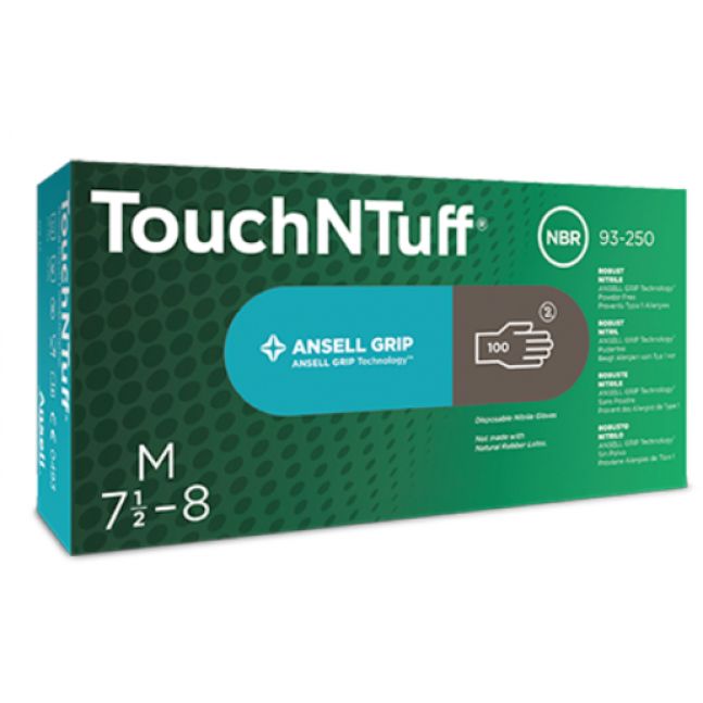 TouchNTuff® 93-250 jednorazové nitrilové antistatické rukavice s technológiou Ansell Grip™